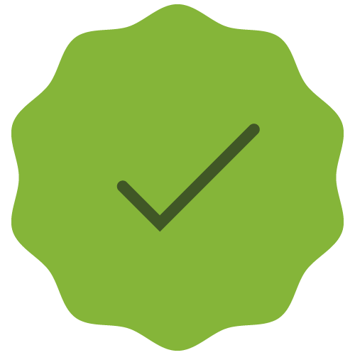 Vihreä merkki, jossa tumma valintamerkki